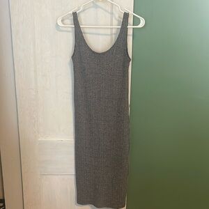 Gray maxi dress, low scoop back. Size M